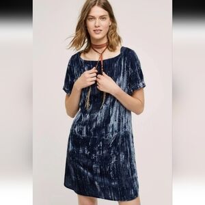 ANTHROPOLOGIE FLOREAT CRINKLED VELVET DRESS XS